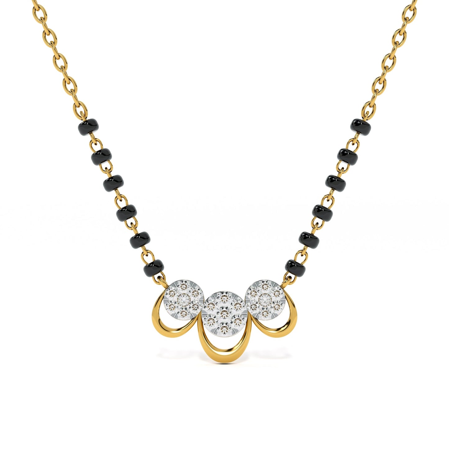 Graceful Dual Circle 9KT Gold Lab Grown Diamond Mangalsutra