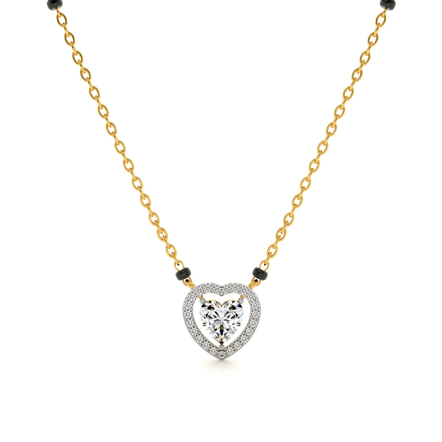 Dual Heart Shaped 9KT Gold Lab Grown Diamond Mangalsutra