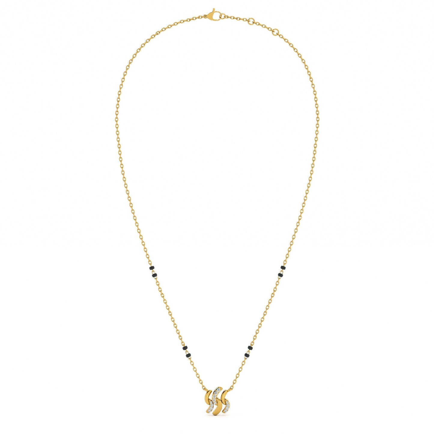 Twist Wave 9KT Gold Lab Grown Diamond Mangalsutra