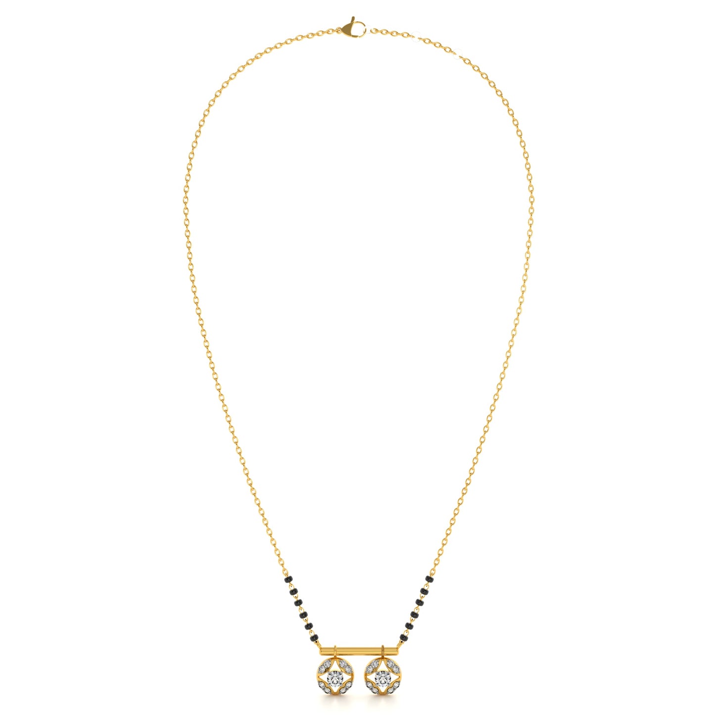 Classic Floral Halo 9KT Gold Lab Grown Diamond Mangalsutra