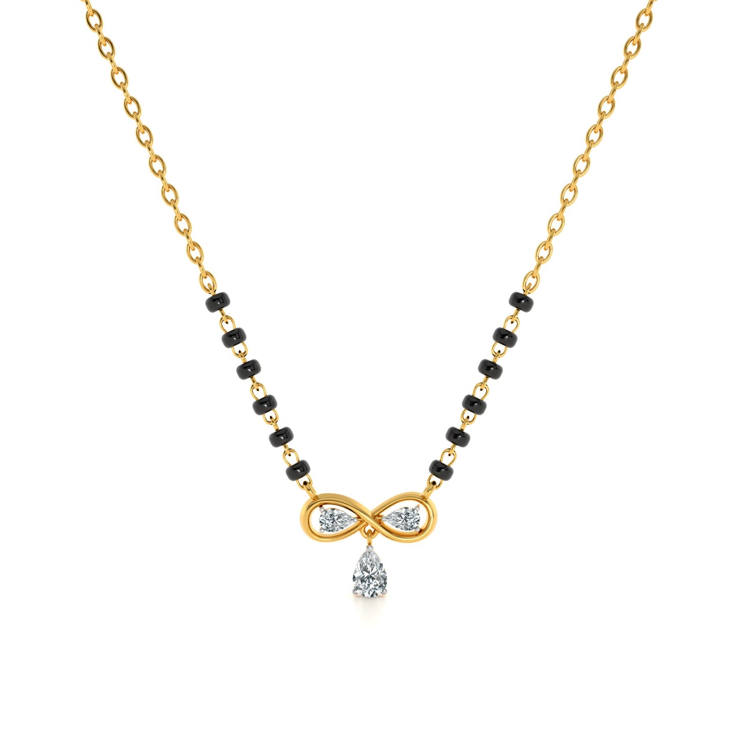 Infinity Bow Drop 9KT Gold Lab Grown Diamond Mangalsutra