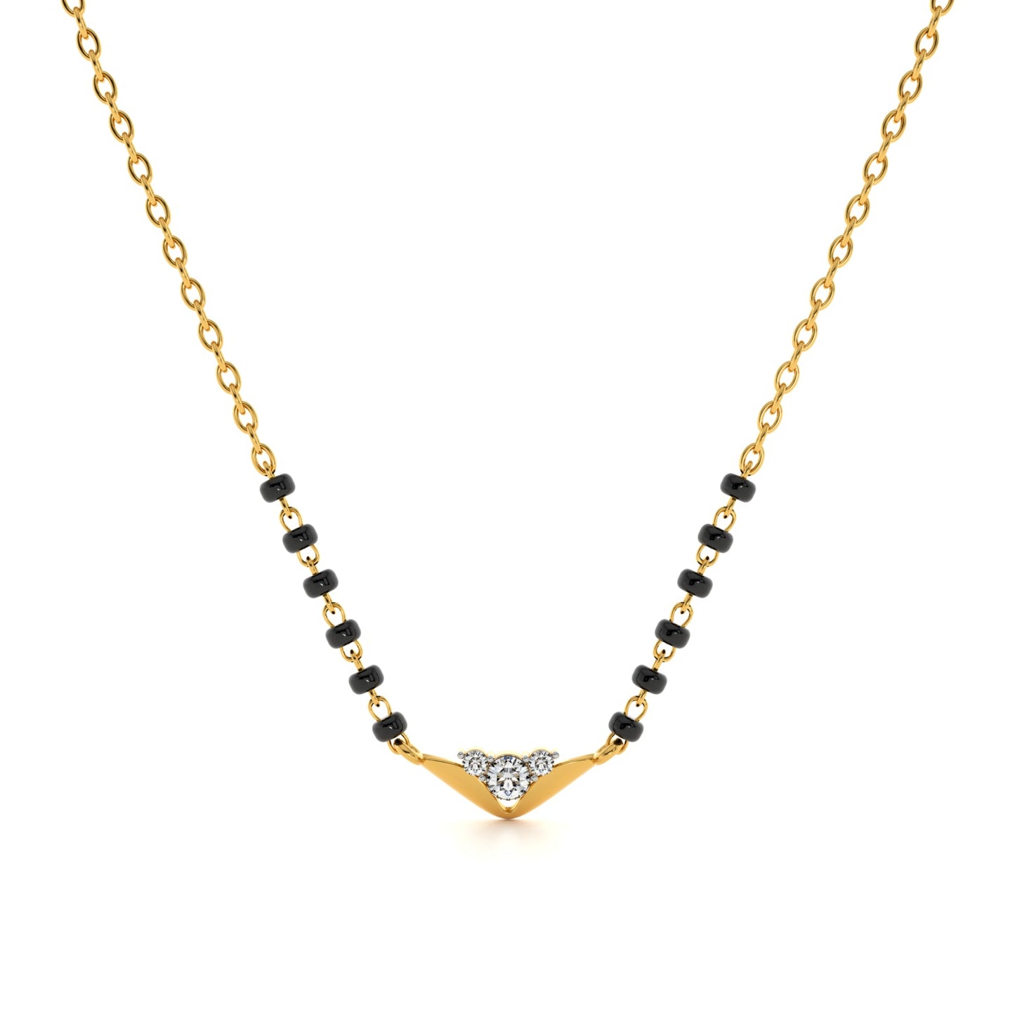 Regal Chevron 9KT Gold Lab Grown Diamond Mangalsutra