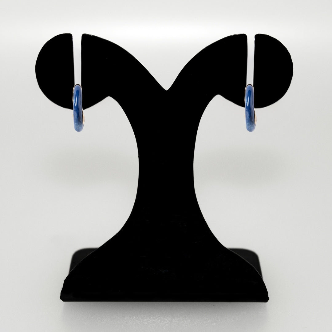 Marble Dreams Hoop Earrings Midnight Blue