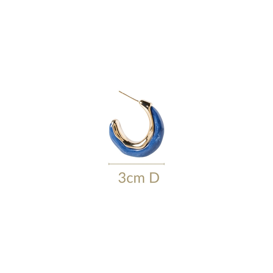 Marble Dreams Hoop Earrings Midnight Blue