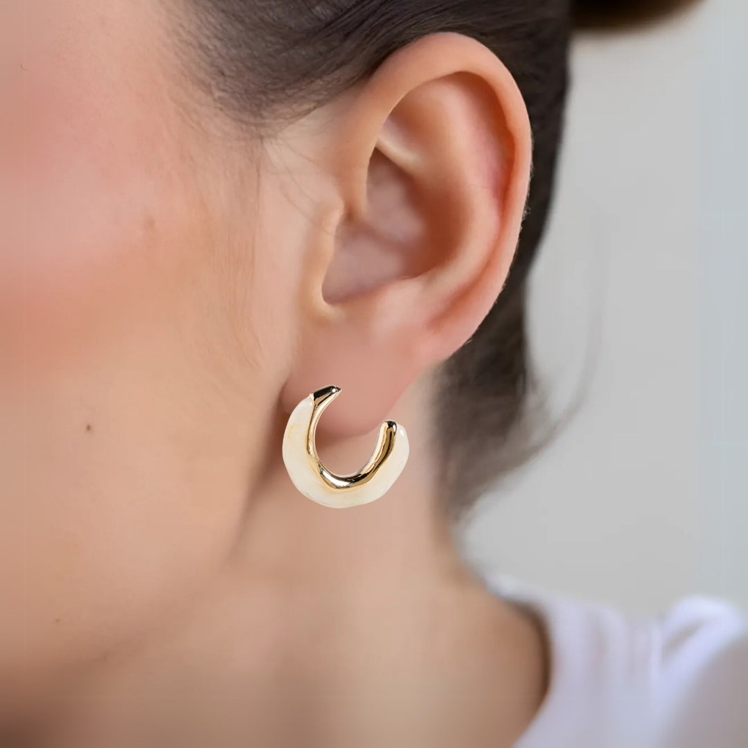 Marble Dreams Hoop Earrings White