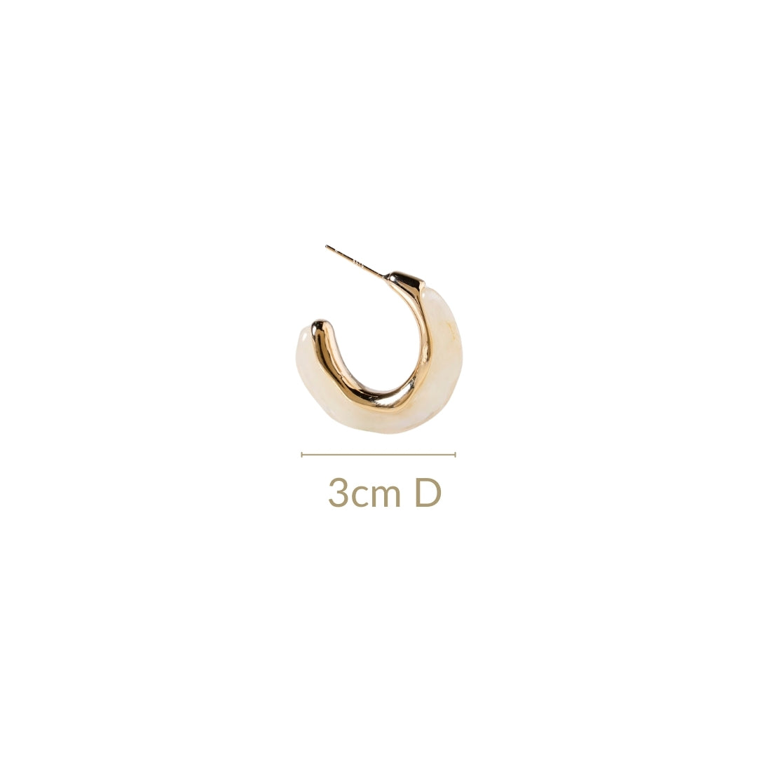 Marble Dreams Hoop Earrings White