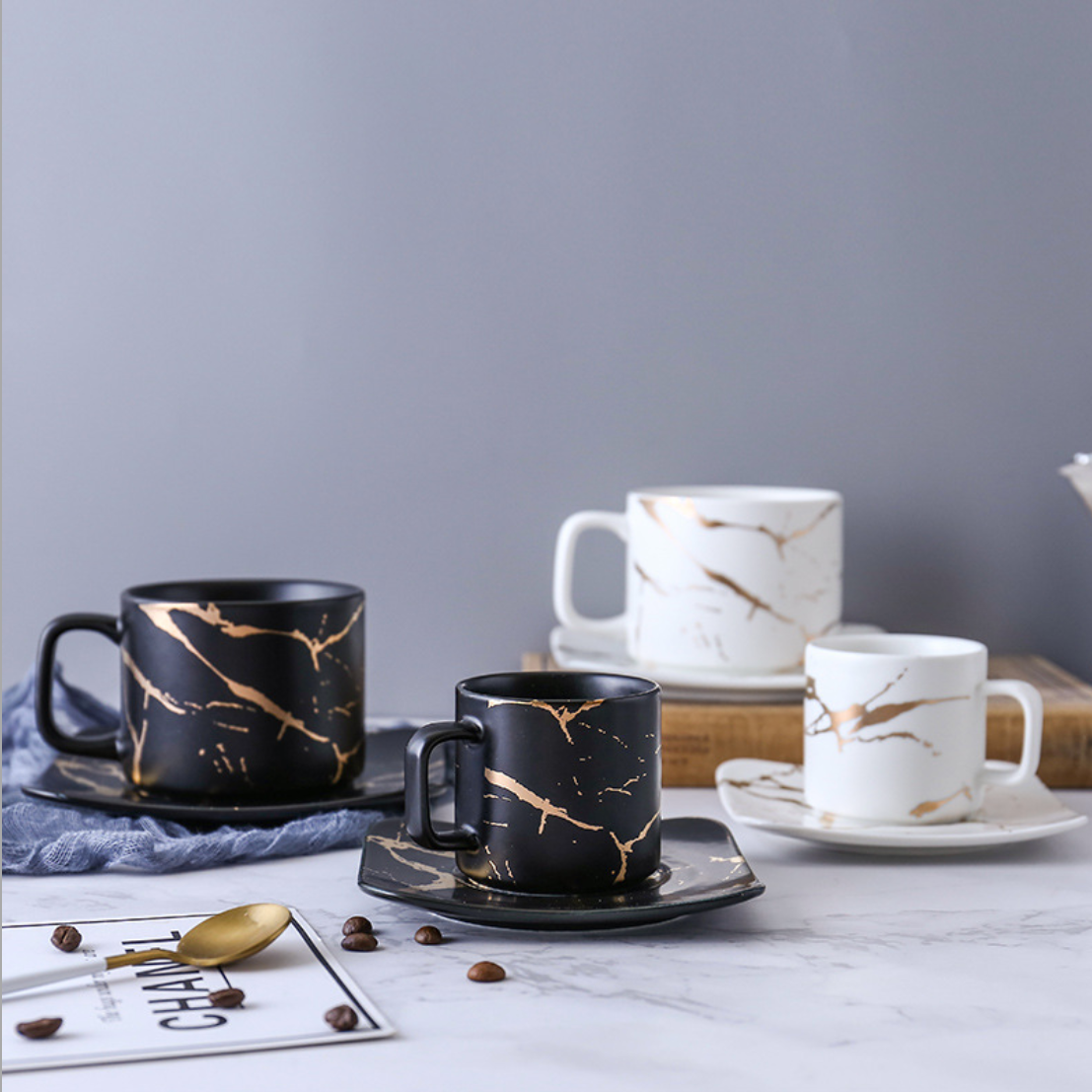 Marble Tea Cup and Saucer