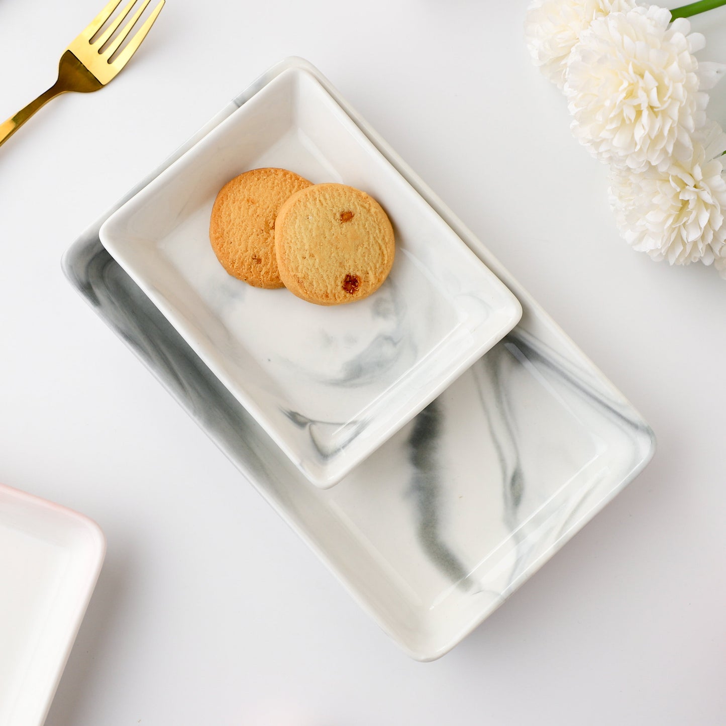 Marble Serving Platter Grey Large 8 Inch