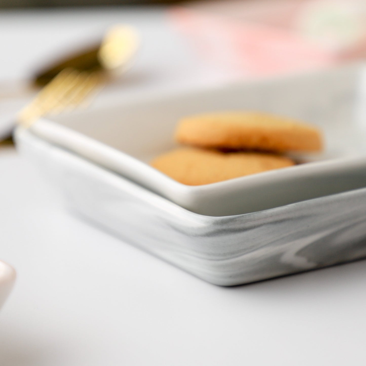 Marble Serving Platter Grey Large 8 Inch