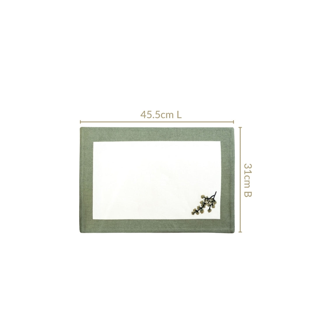 Midori Pure Cotton Table Mat Set Of 6 In Sage Green