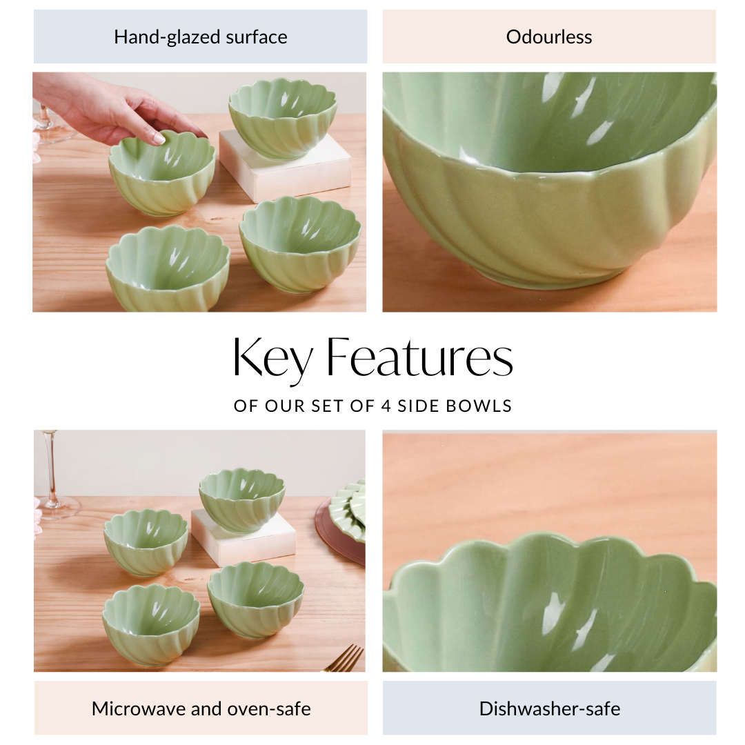 Lao Luxury Ceramic Side Bowls Set Of 4 300ml