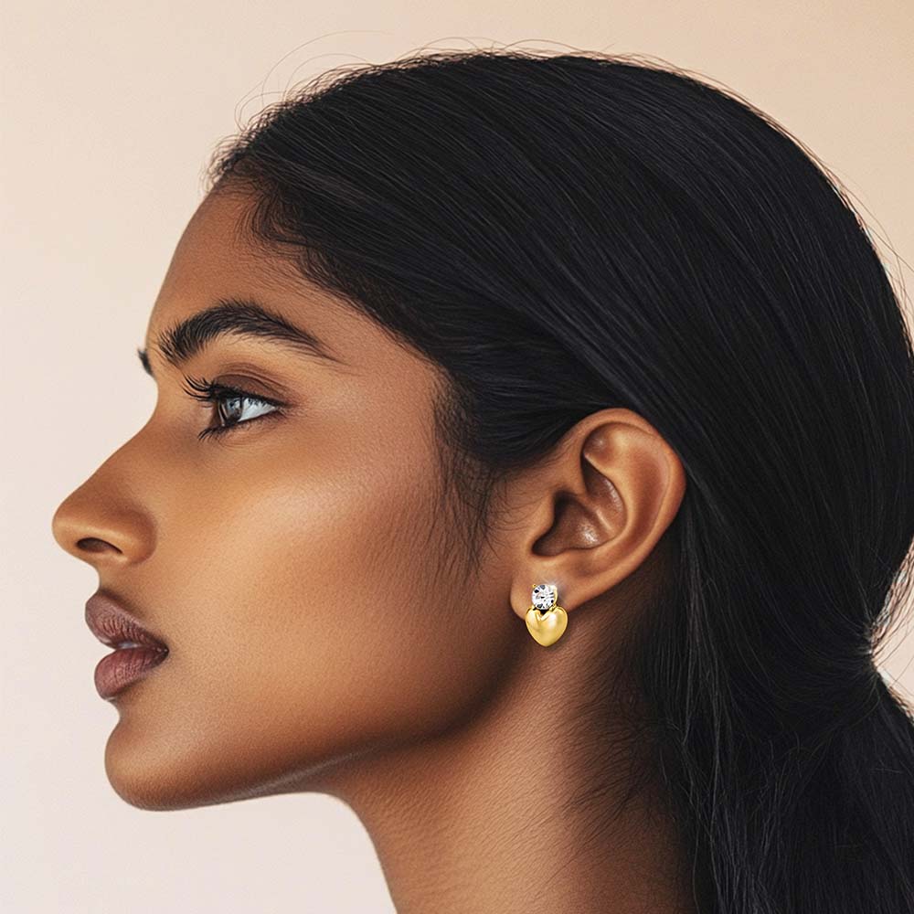 Heart Shape Single Stone Drop earrings