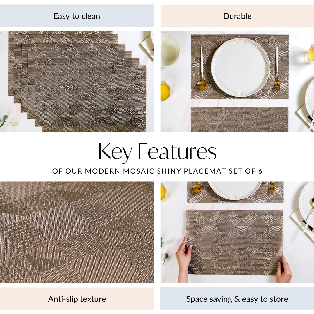 Modern Mosaic Shiny Placemat Set Of 6