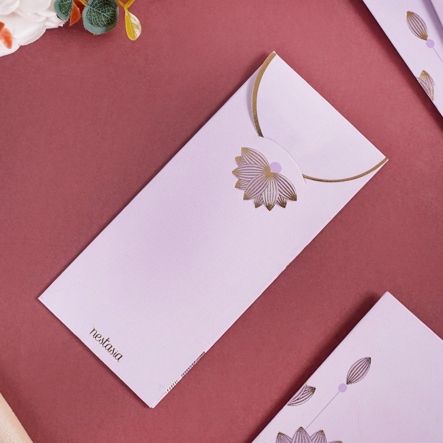 Gold Lotus Gift Envelope For Cash Set Of 12 Lavender