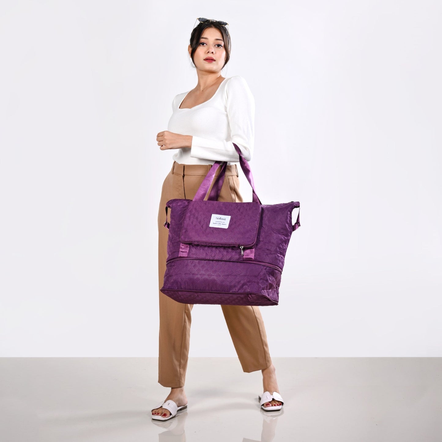 Montara Chic Foldable Expandable Travel Bag Wine Magenta