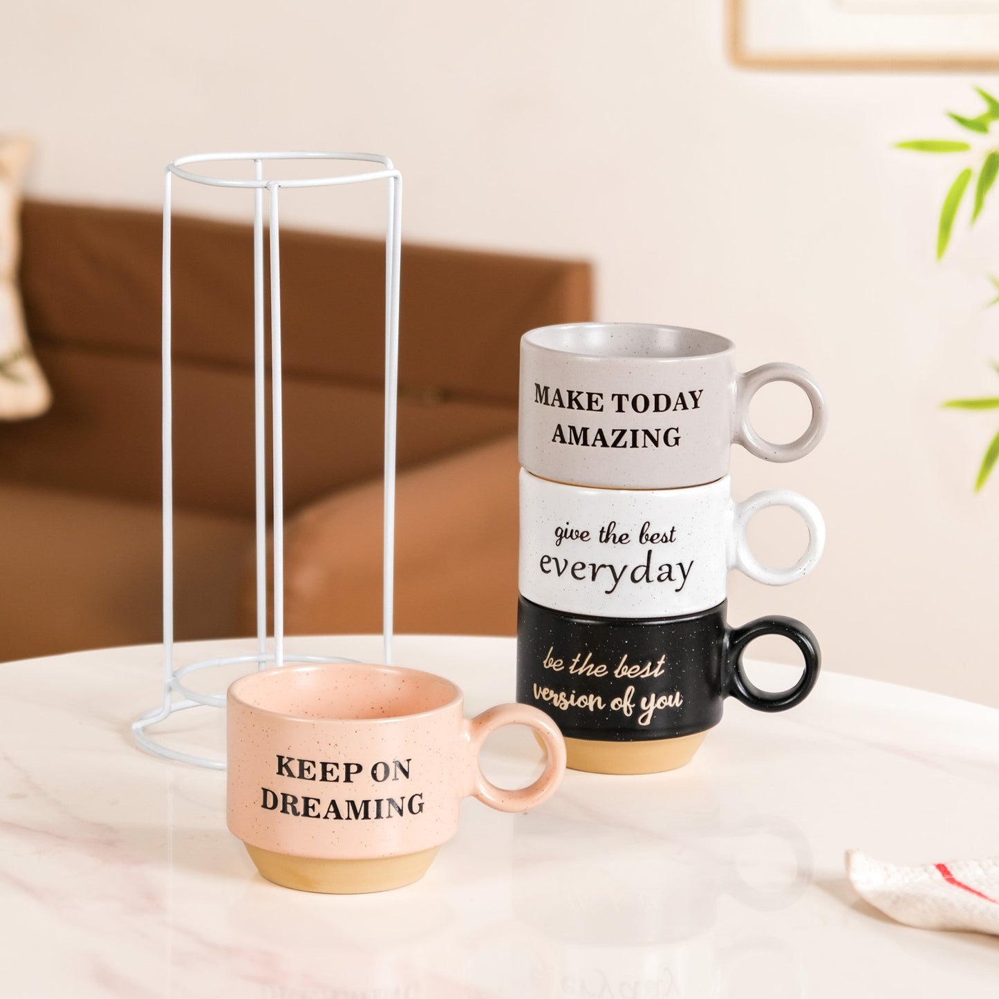Productivity Quotes Stackable Cup Set Of 4 215ml