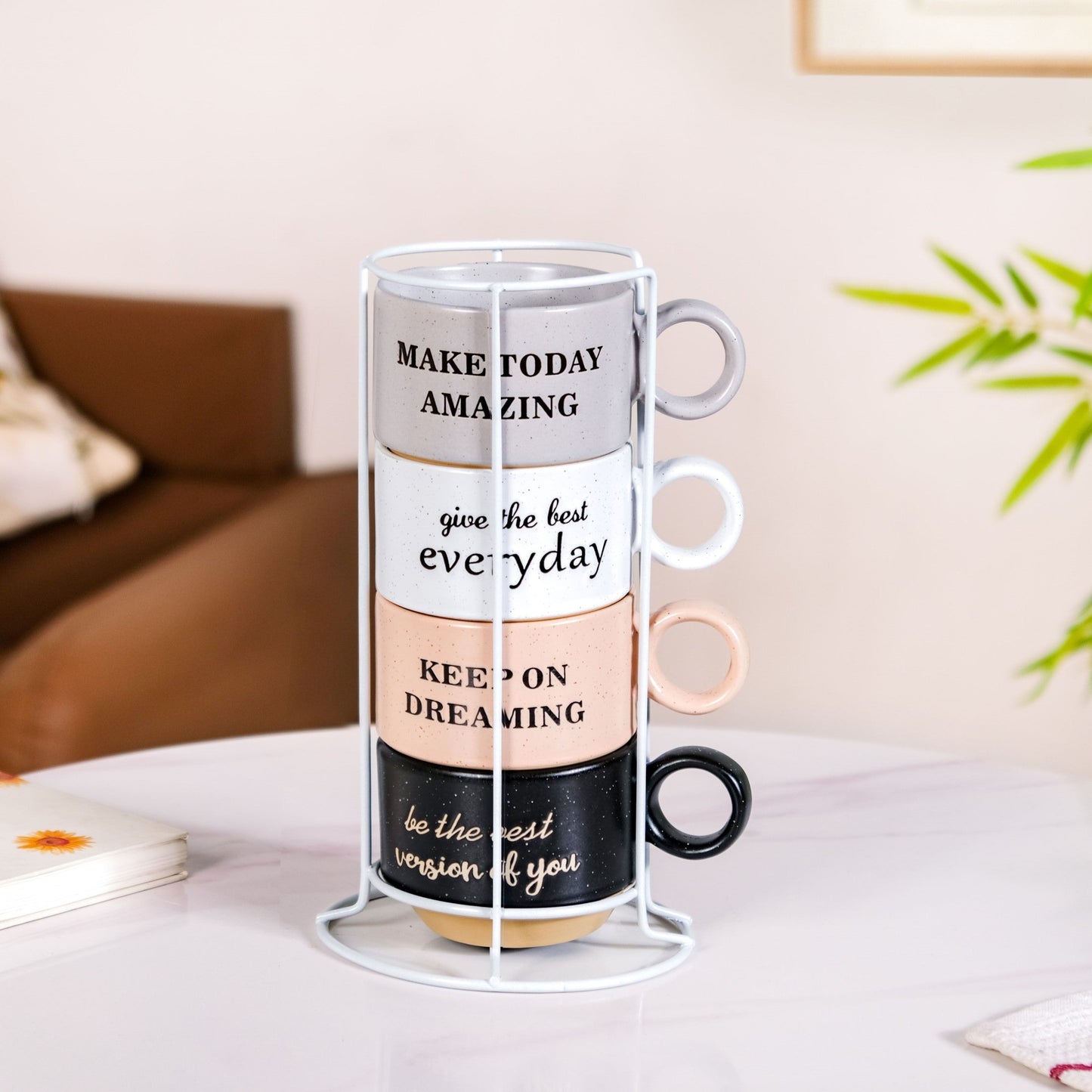 Productivity Quotes Stackable Cup Set Of 4 215ml