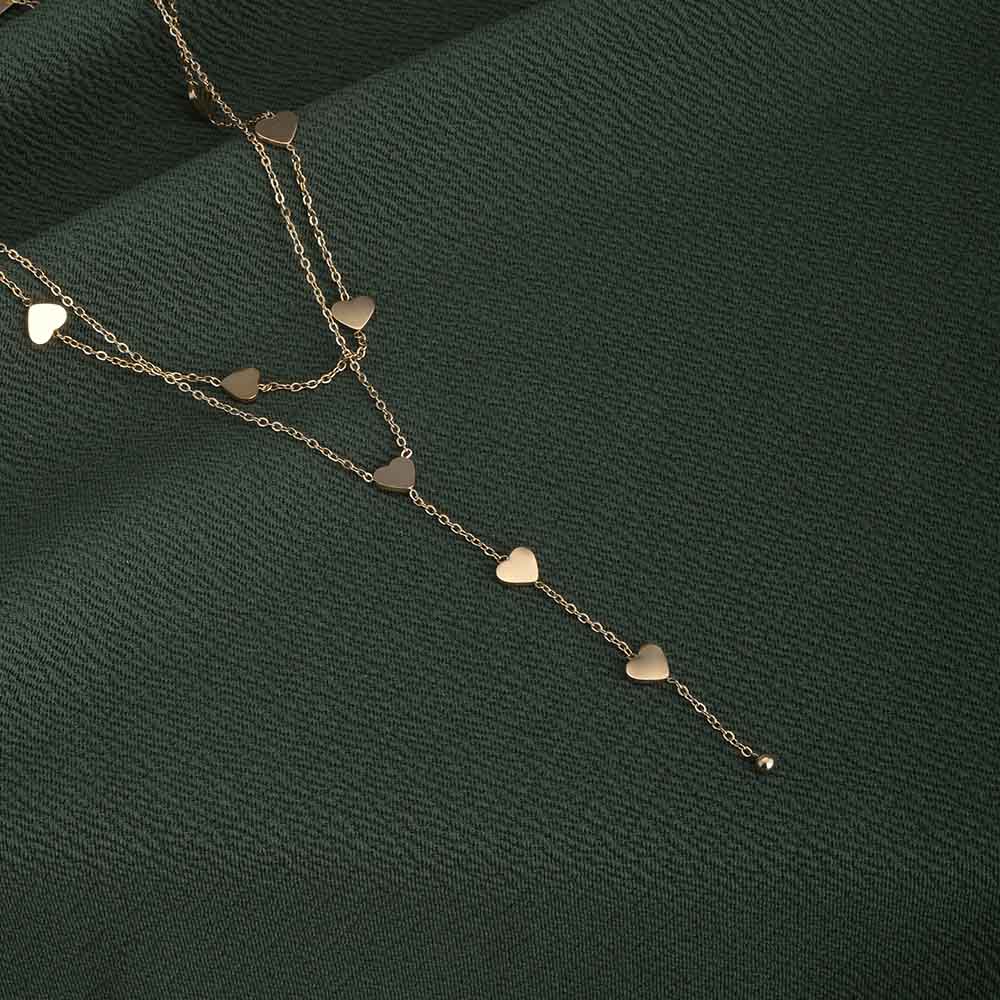 Two-Layered Heart Charm Necklace