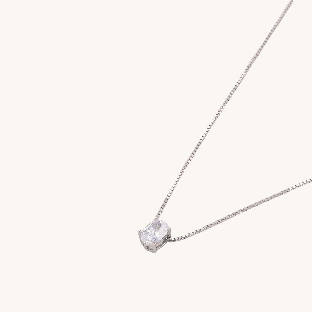 Oval Bezel Necklace- 925 Silver