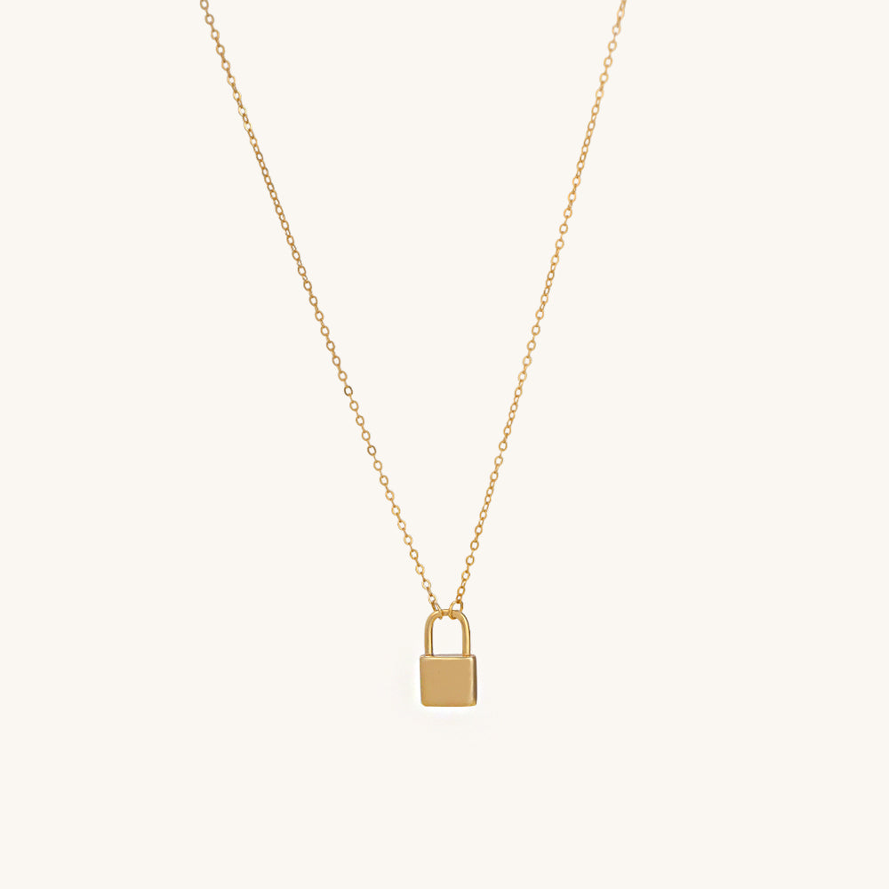 Ridge Padlock Necklace- 18k Gold Vermeil