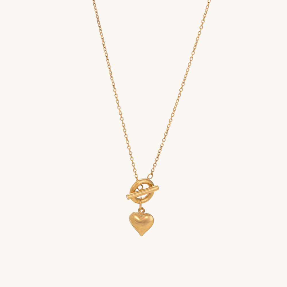 Bar Charm Bracelet & Ridge Heart T-Bar Necklace Combo Set
