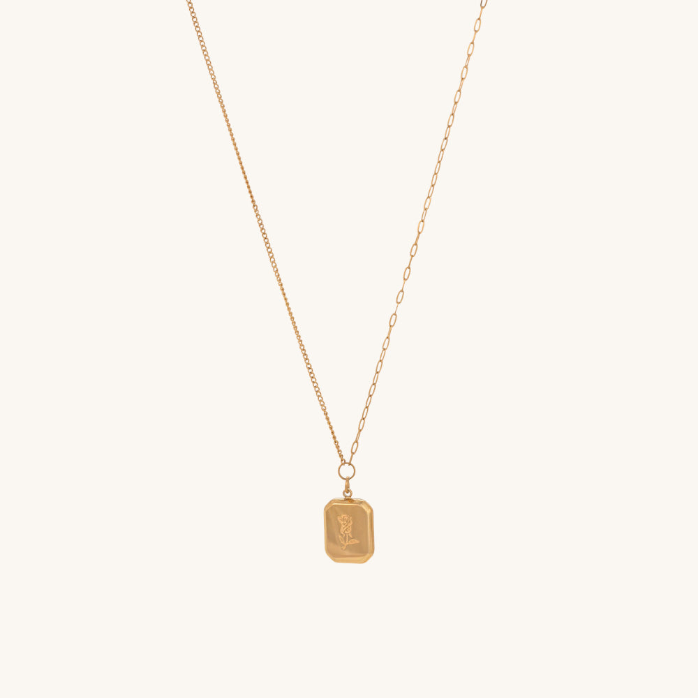 Engraved Rose Necklace