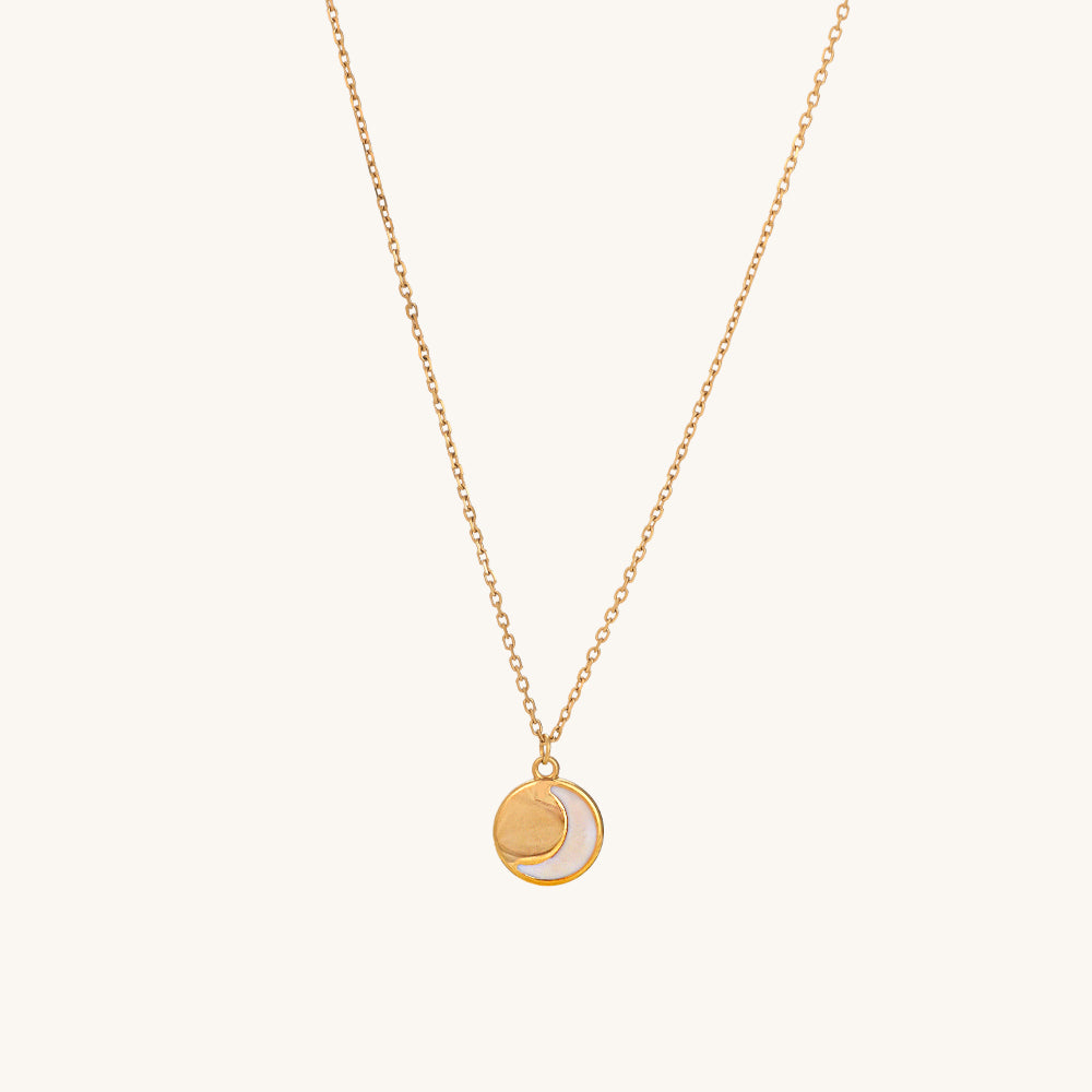 White Shine Half Moon Pendant