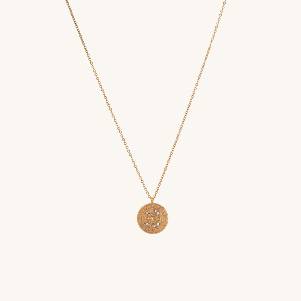 Vintage Round Zircon Dial Plate Pendant
