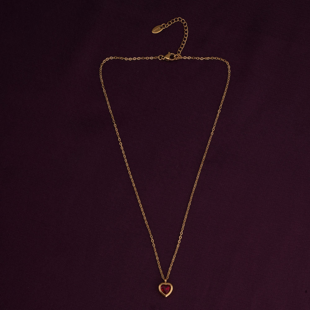 Red Emerald Heart Pendant Necklace