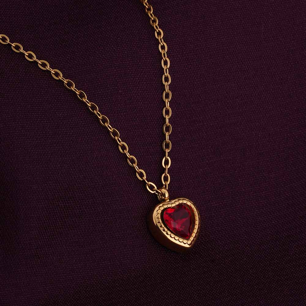 Red Emerald Heart Pendant Necklace