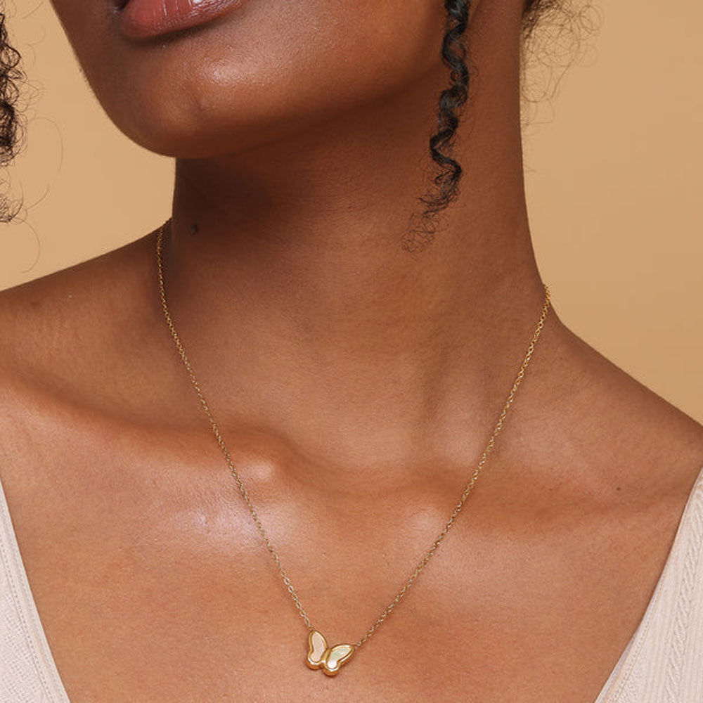 Star Moon Bracelet & Little Butterfly Necklace Combo Set