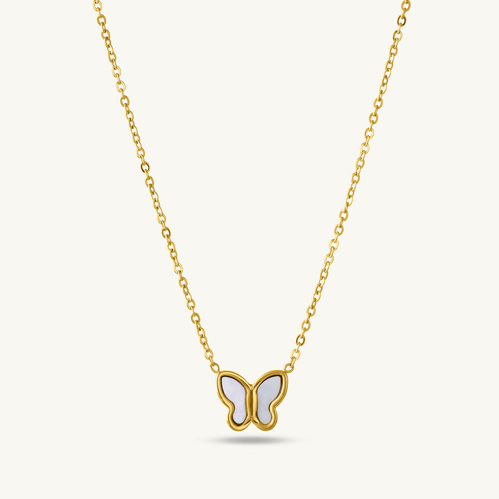 Little Butterfly Necklace & Flat Wire Bangle Bracelet Combo Set