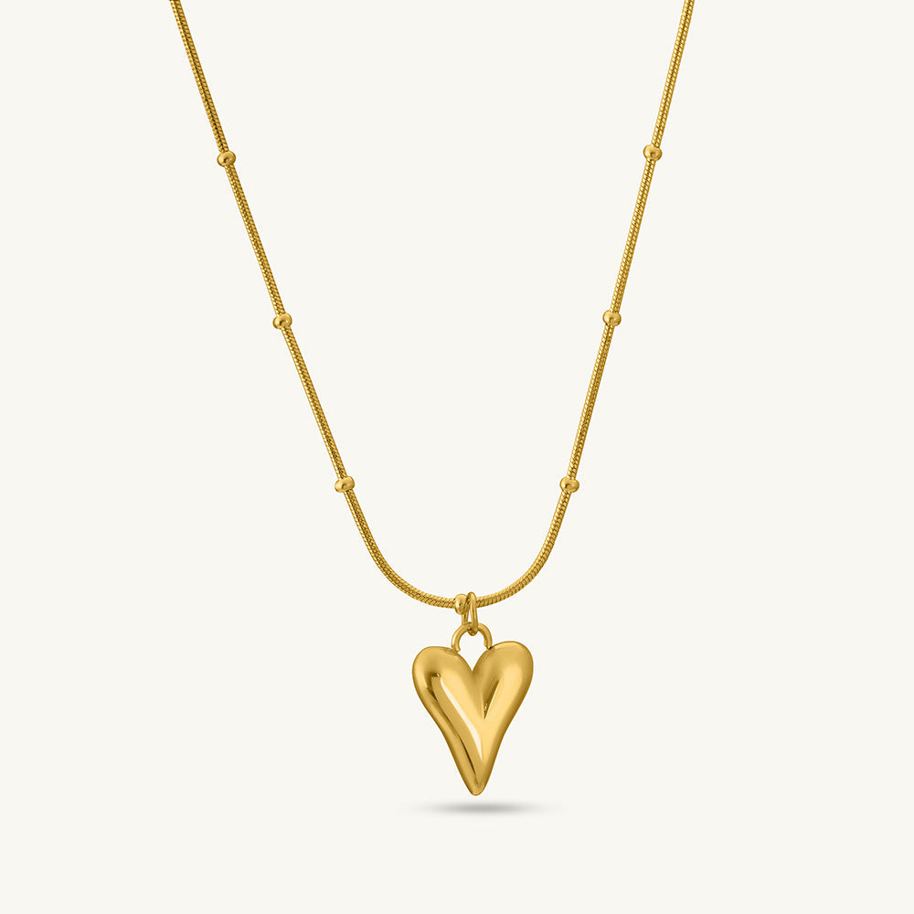 Peripheral Heart Earrings & Heart Ball Chain Pendant Combo Set