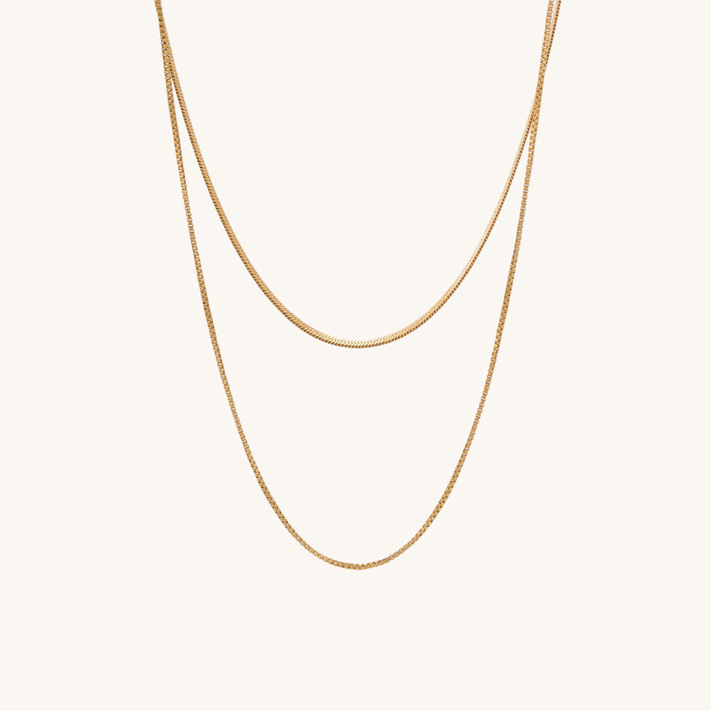 Double Chain Delight Necklace & Cuff Bracelet With Ring Combo Set