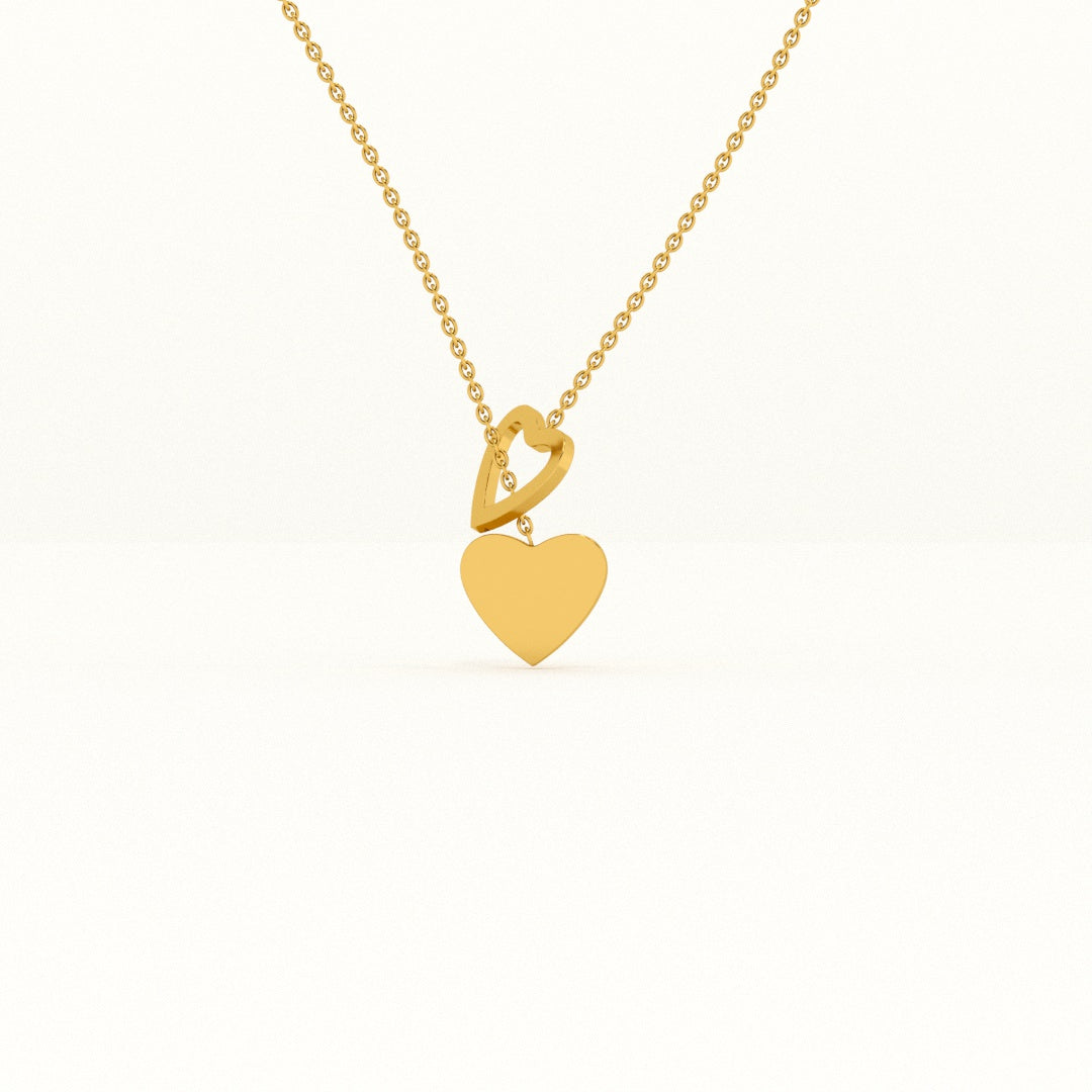 Two Heart Gold Lariat Necklace
