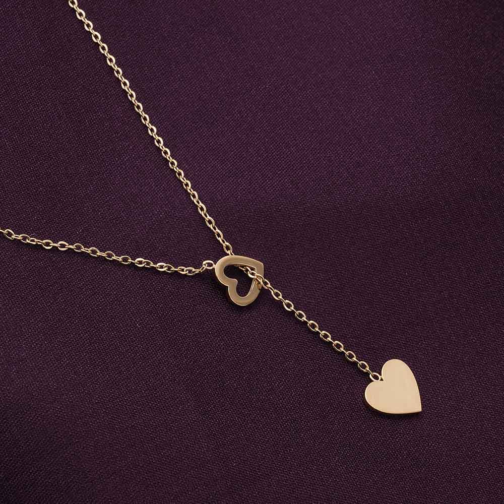 Two Heart Gold Lariat Necklace