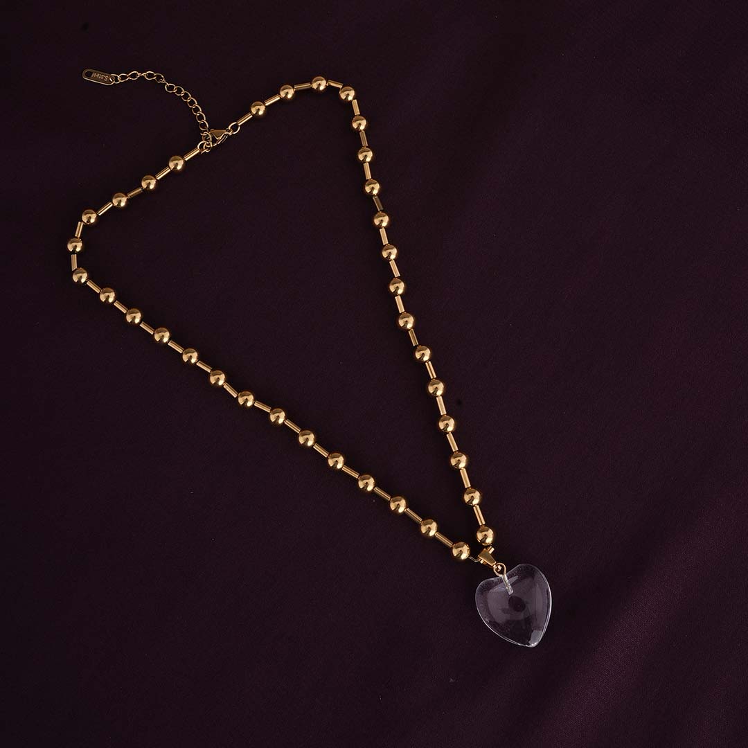 Golden Romance Heart Pendant Necklace