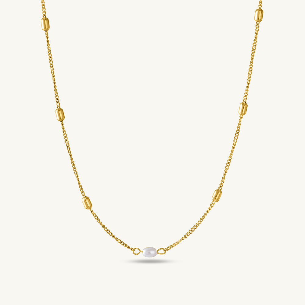 Single Pearl Necklace & Athena Solitaire Hoop Earrings Jewellery Set