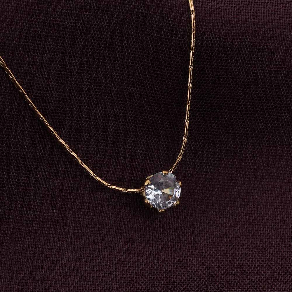 Delicate Diamond Studded Necklace & Dainty Solitaire Ring Gift set