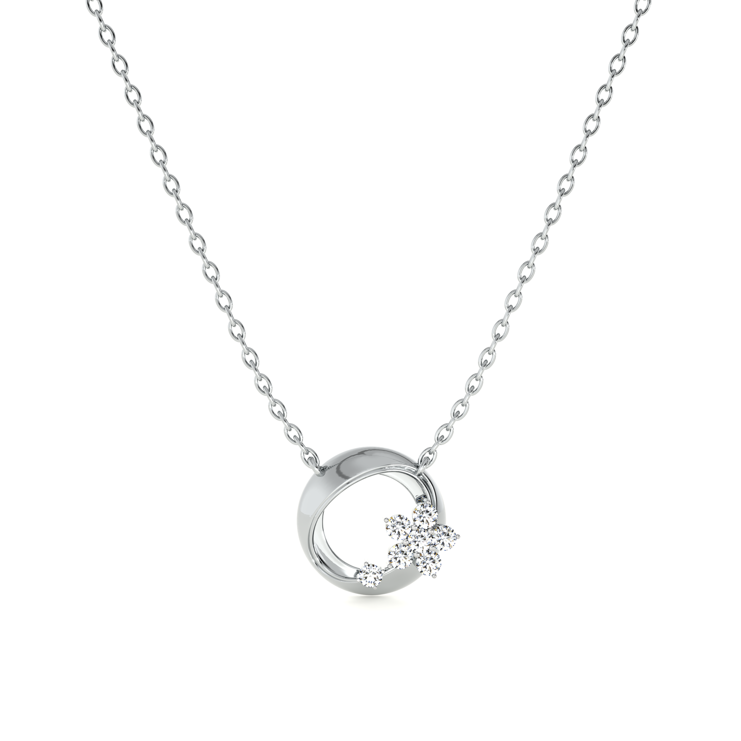Gilded Petal Orbit 9KT Gold Lab Grown Diamond Necklace