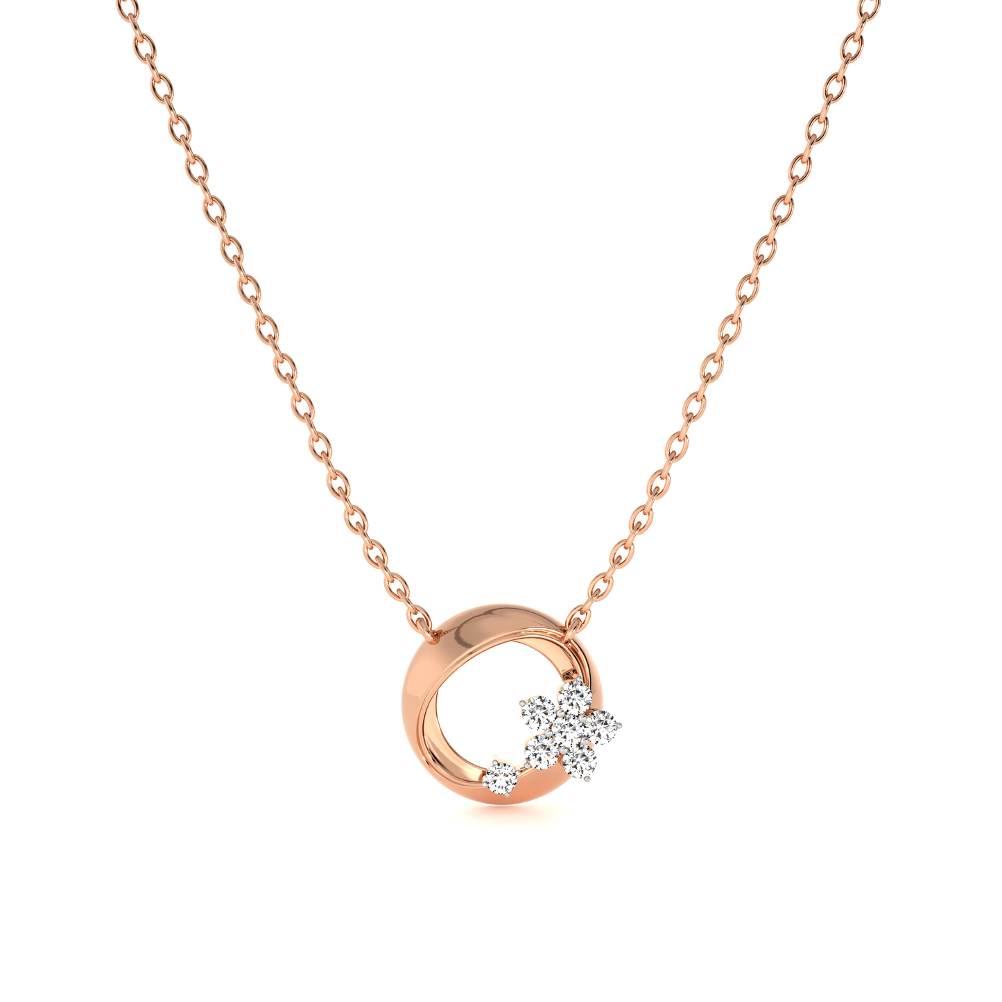 Gilded Petal Orbit 9KT Gold Lab Grown Diamond Necklace