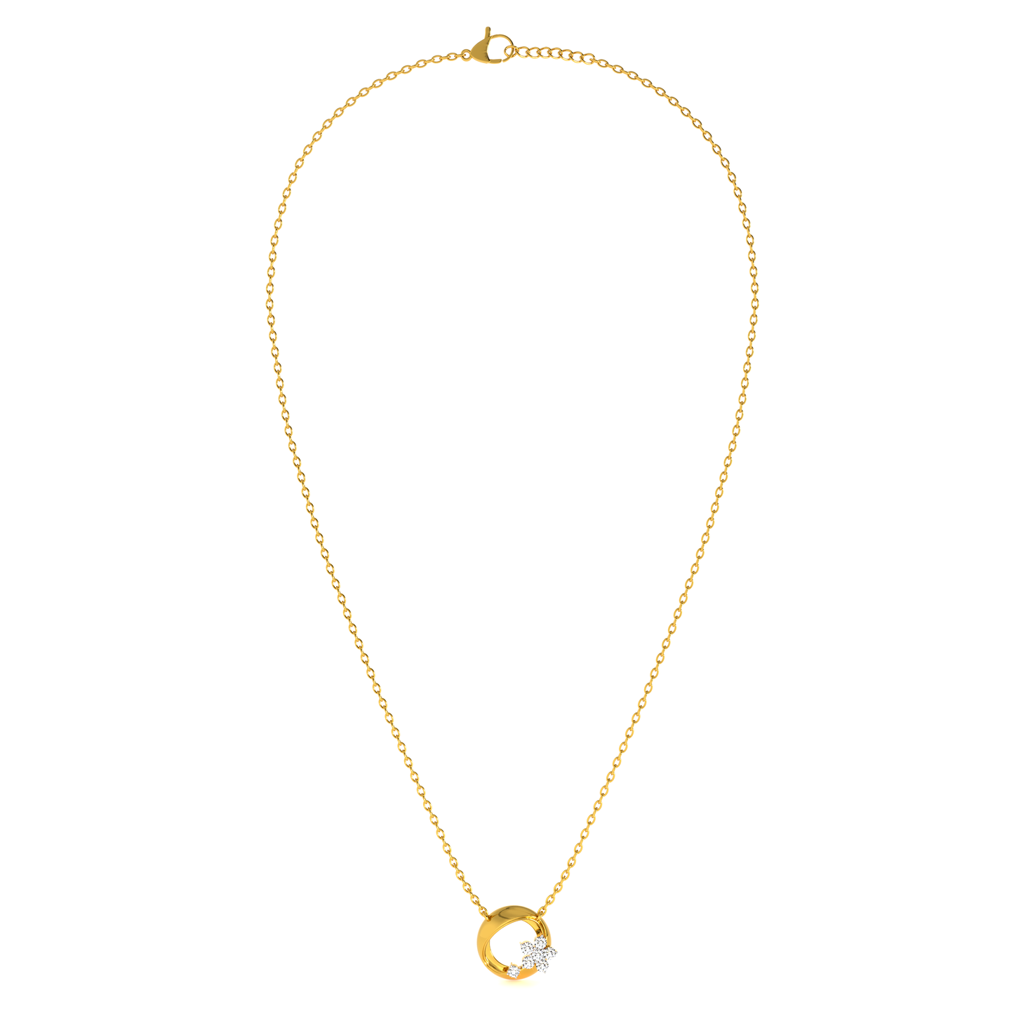 Gilded Petal Orbit 9KT Gold Lab Grown Diamond Necklace