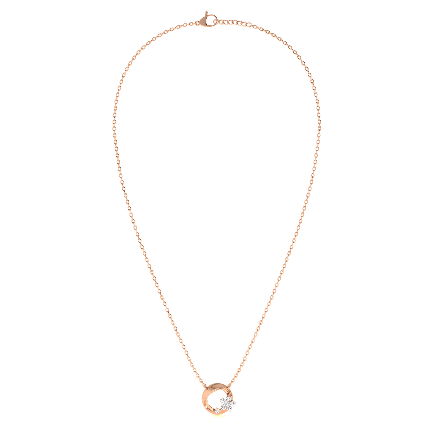 Gilded Petal Orbit 9KT Gold Lab Grown Diamond Necklace