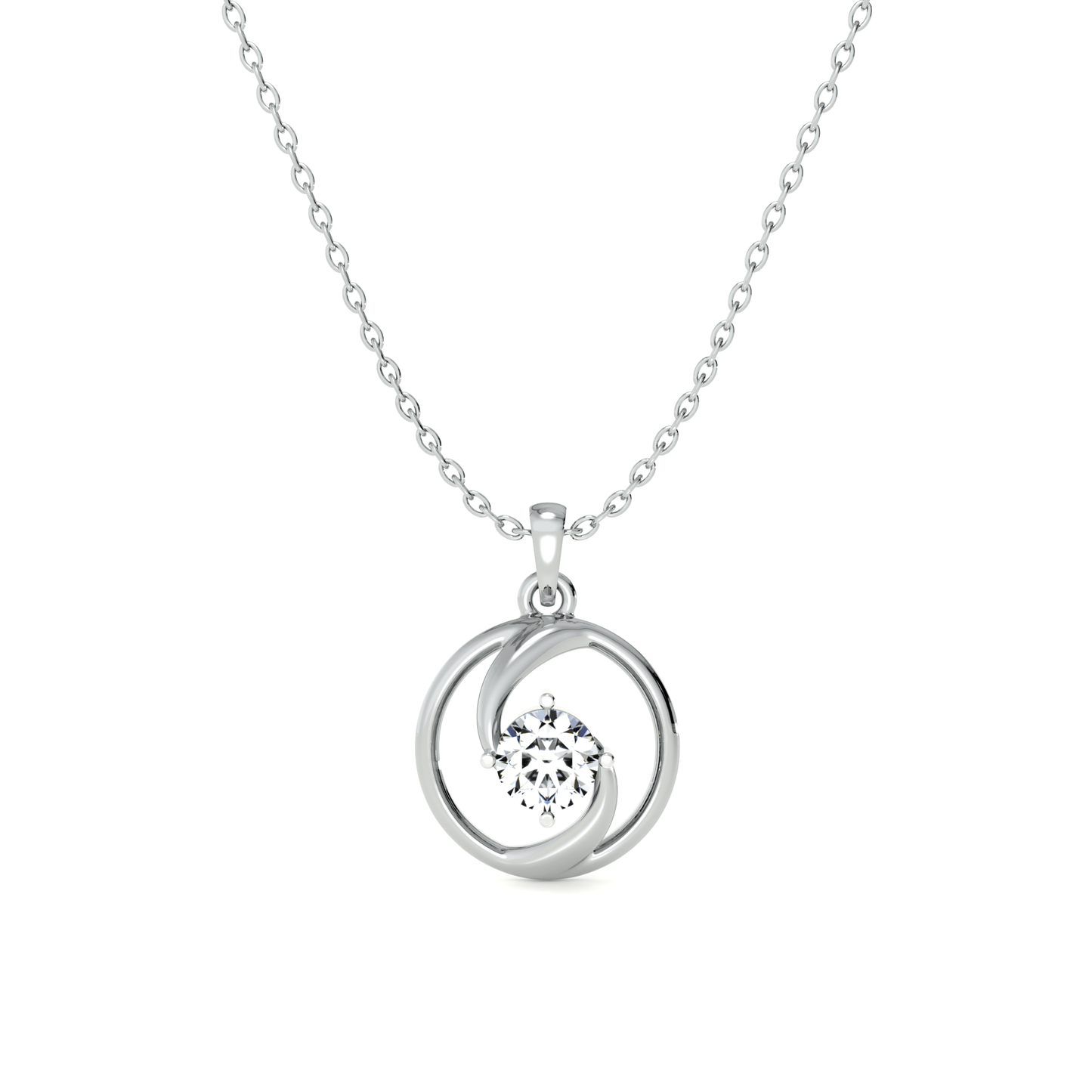 Spiral Glow 9KT Gold Lab Grown Diamond Pendant Necklace