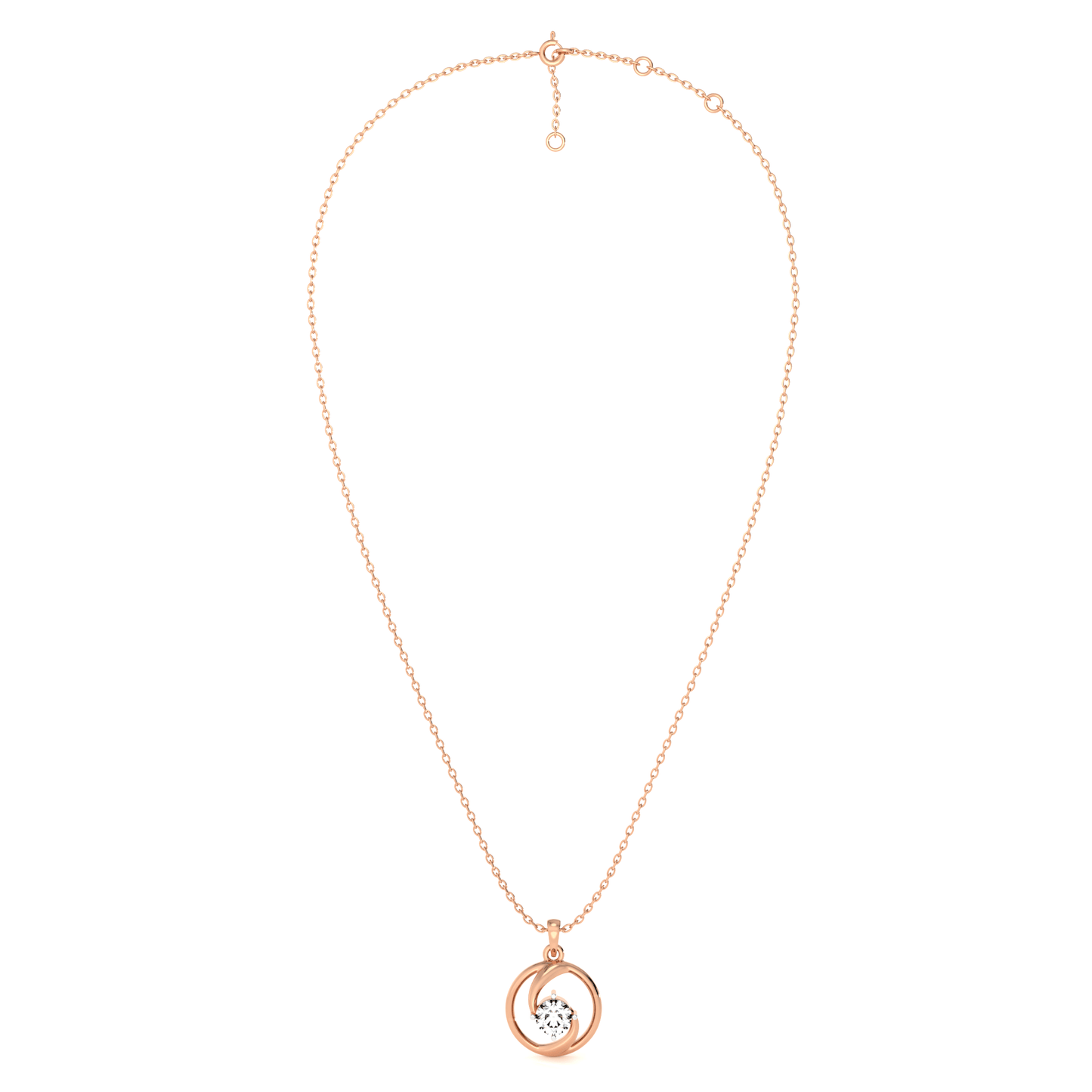 Spiral Glow 9KT Gold Lab Grown Diamond Pendant Necklace