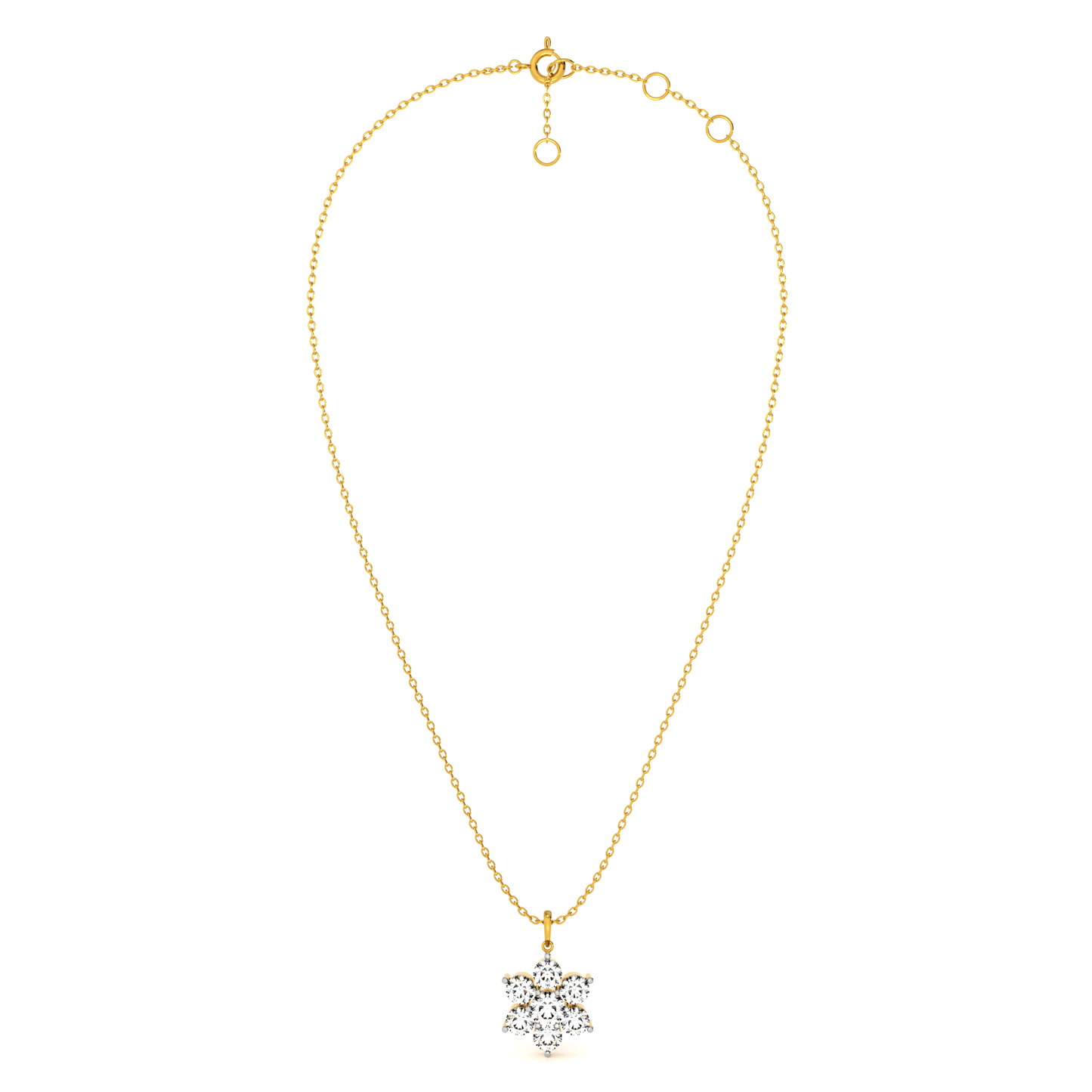 Gleaming Snowbud 9KT Gold Lab Grown Diamond Pendant Necklace