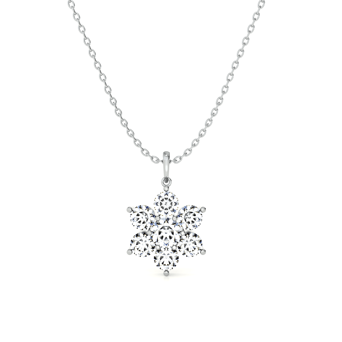 Gleaming Snowbud 9KT Gold Lab Grown Diamond Pendant Necklace