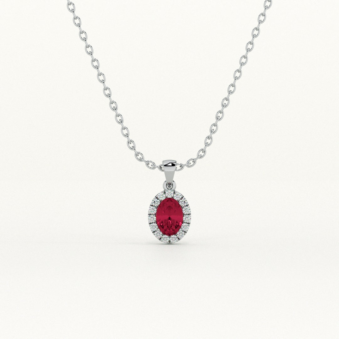 Oval Ruby Glow 925 Sterling Silver Necklace