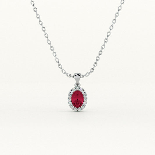 Oval Ruby Glow 925 Sterling Silver Necklace