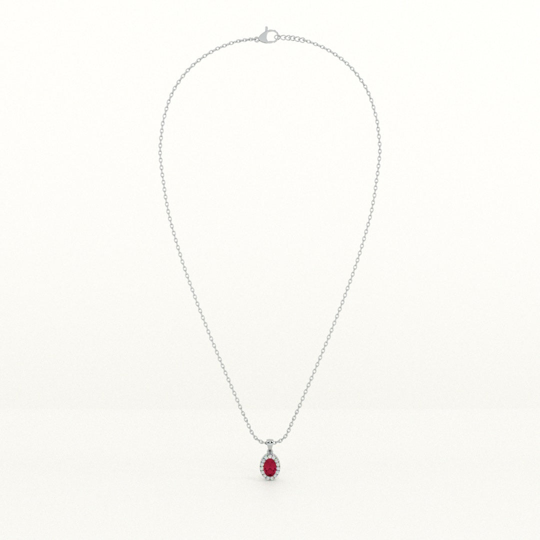 Oval Ruby Glow 925 Sterling Silver Necklace
